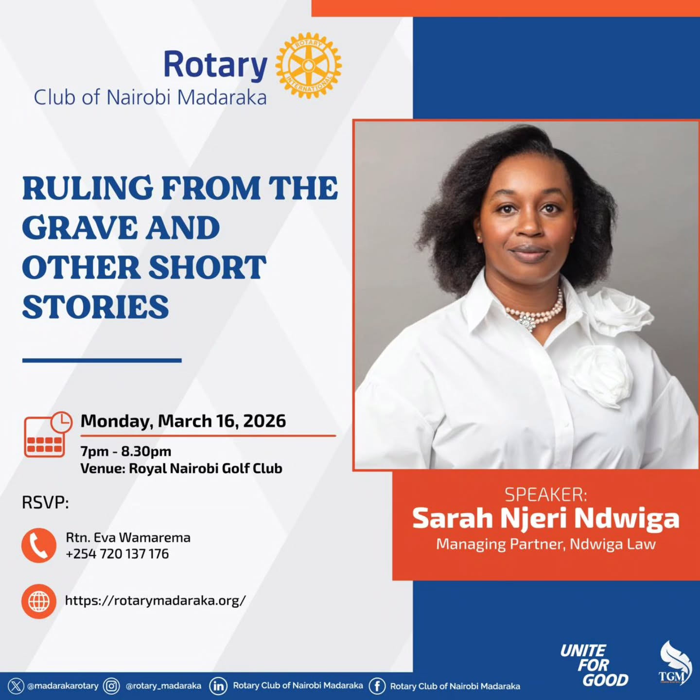 Join us this Monday 16th March, as Sarah Njeri Ndw