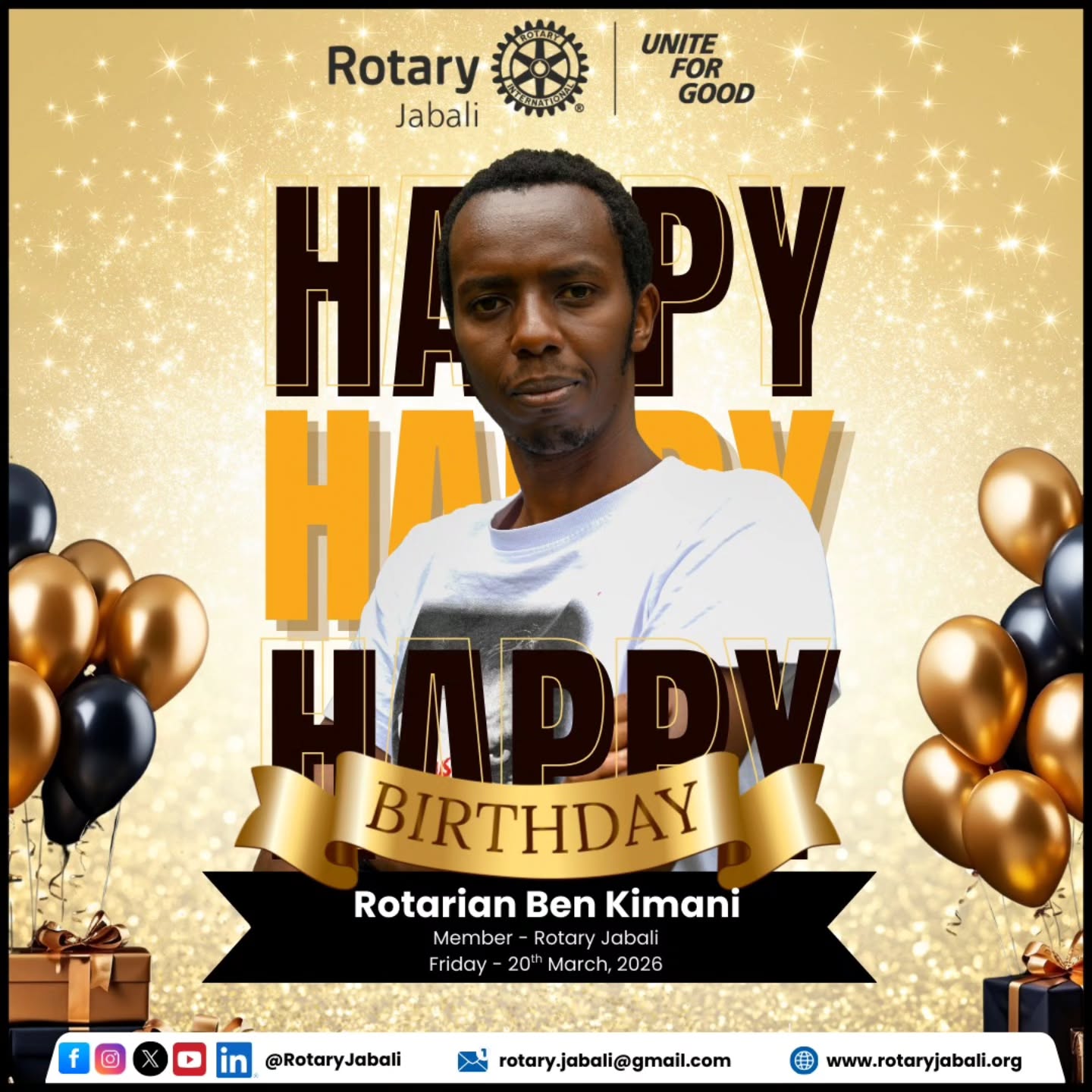 Join us in wishing Rotarian Ben Kimani a very Happ